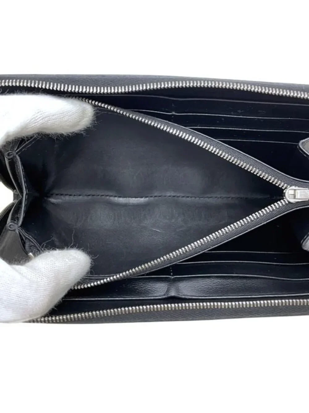 Celine Zip Around Wallet Large Zipped Black Leather Zipper Coin Purse